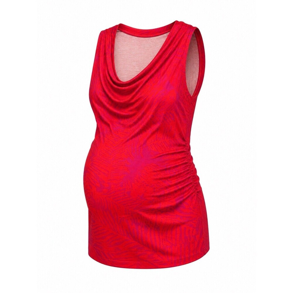 Liz Lange Maternity Sleeveless Tank Top Tops Long Size Medium M Red Hawaiian